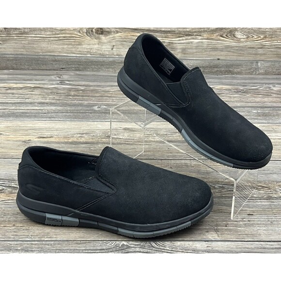 Skechers Men's Flex Walk Goga Mat Black Suede Leather Quick Fit 9.5 ~SN#54012 - Picture 1 of 14